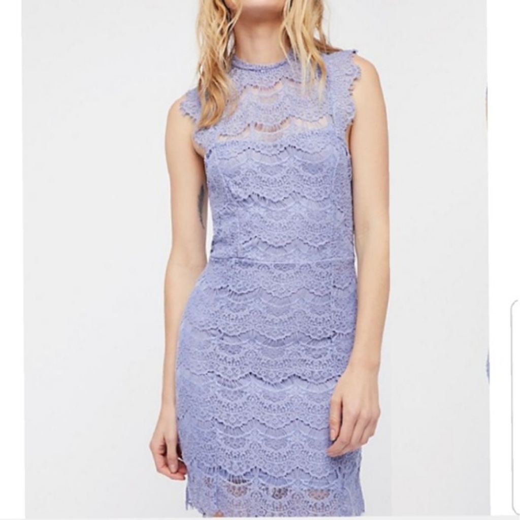 Free People Purple Crochet Lace Low Back Dress Xs